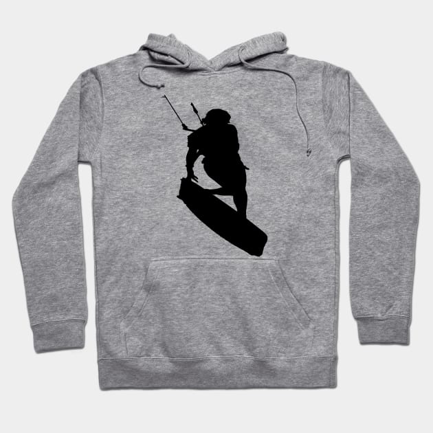 Kitesurfers Freestyle Kite Female Rider Black Silhouette Hoodie by taiche